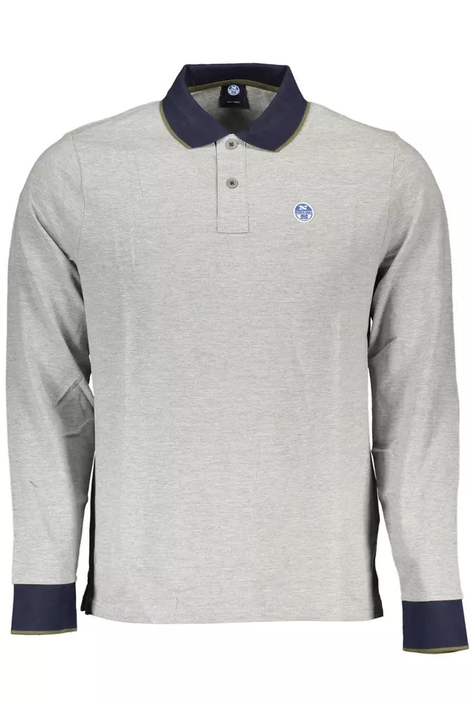 Elegant Long-Sleeved Contrasting Polo Shirt