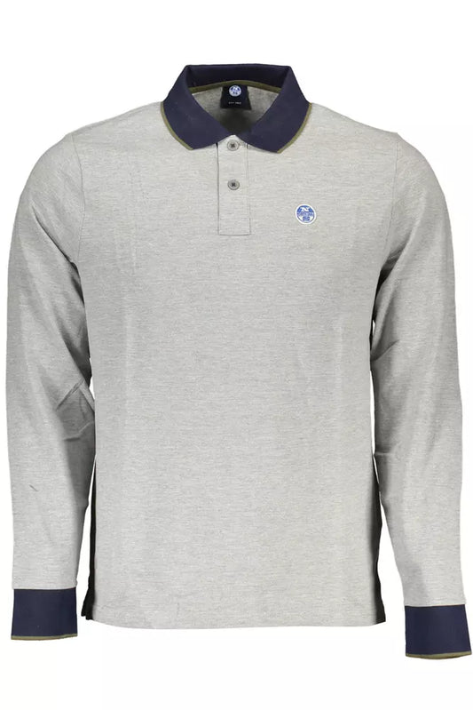 Elegant Long-Sleeved Contrasting Polo Shirt