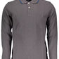 Chic Gray Long-Sleeved Polo with Contrasting Details