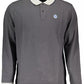 Sleek Gray Long-Sleeved Polo with Contrasting Details