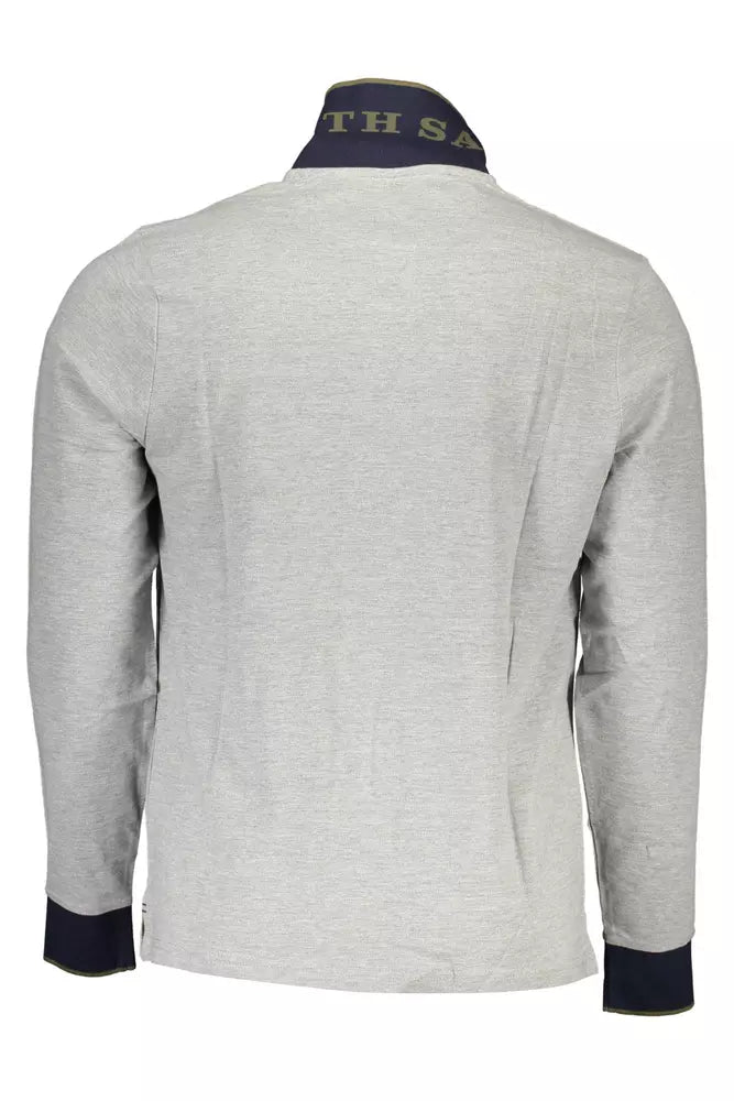 Elegant Long-Sleeved Contrasting Polo Shirt