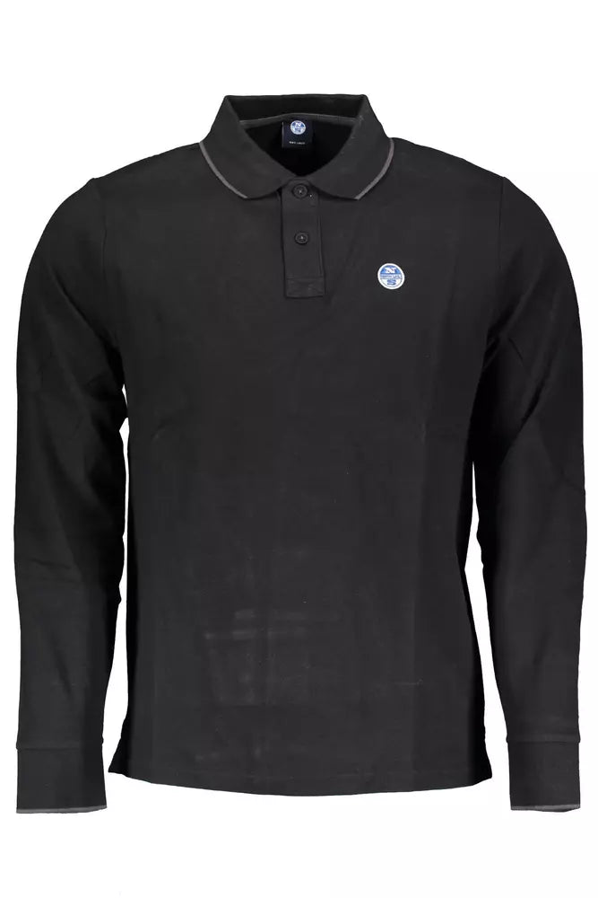 Sleek Long-Sleeve Polo with Contrasting Accents