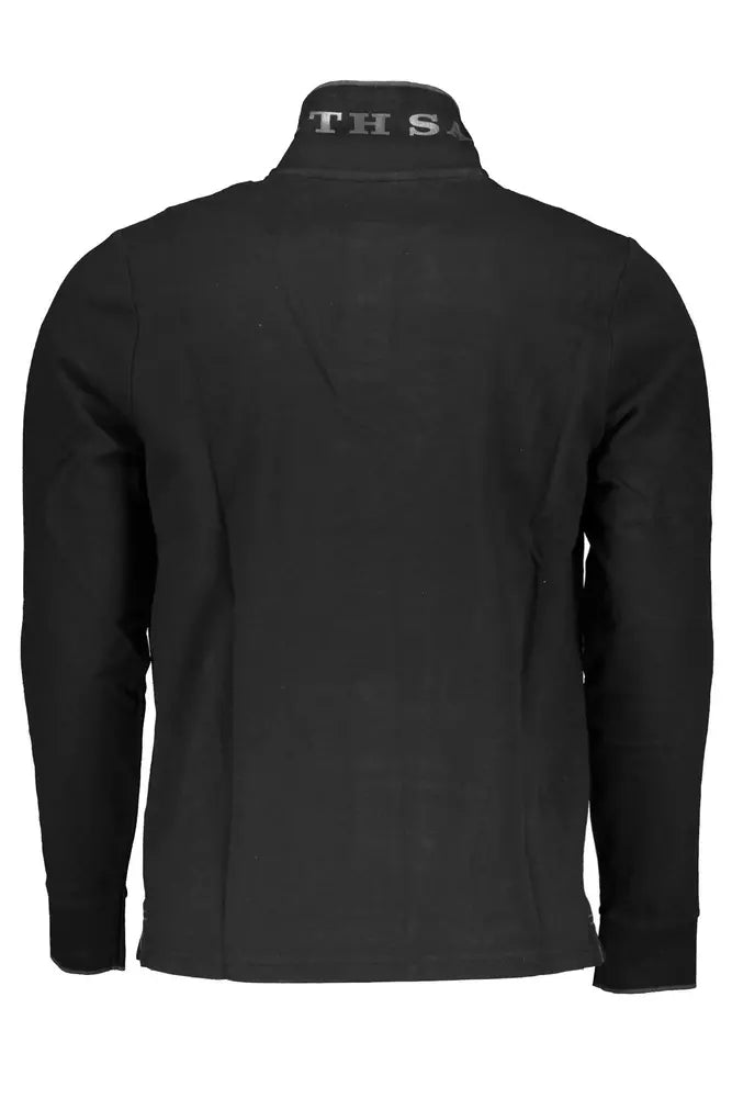 Sleek Long-Sleeve Polo with Contrasting Accents