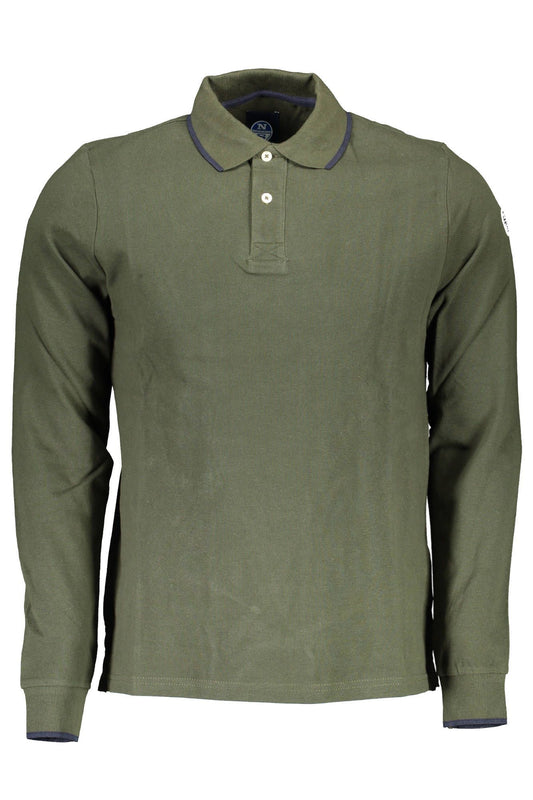 Chic Green Long-Sleeved Polo with Contrasting Accents