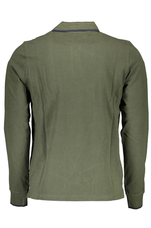 Chic Green Long-Sleeved Polo with Contrasting Accents