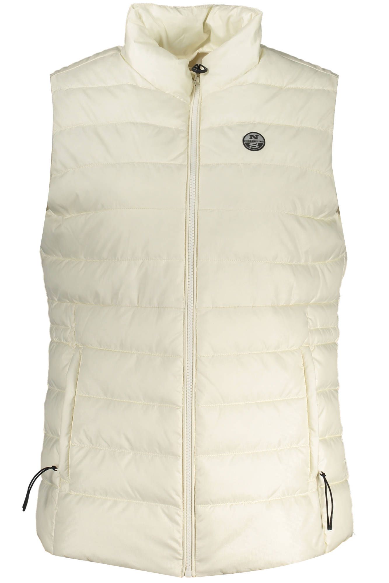 Chic White Sleeveless Jacket with Logo Detail