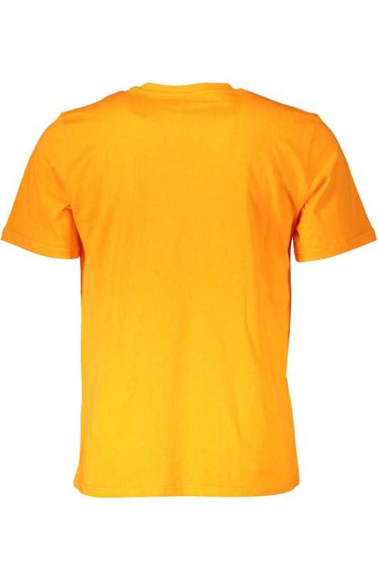 Vibrant Orange Cotton Tee with Logo Print