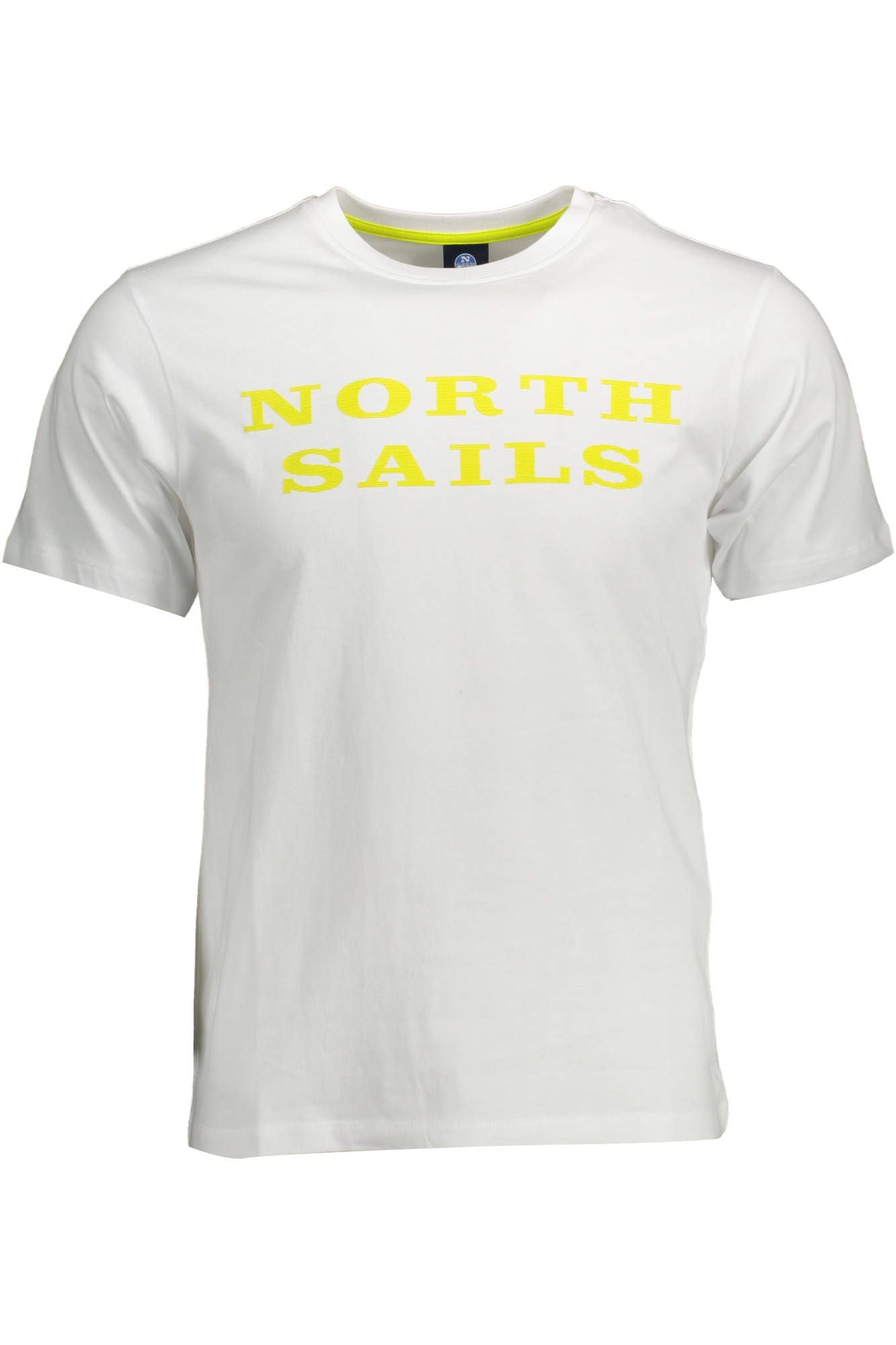 Classic White Round Neck Tee with Logo Print