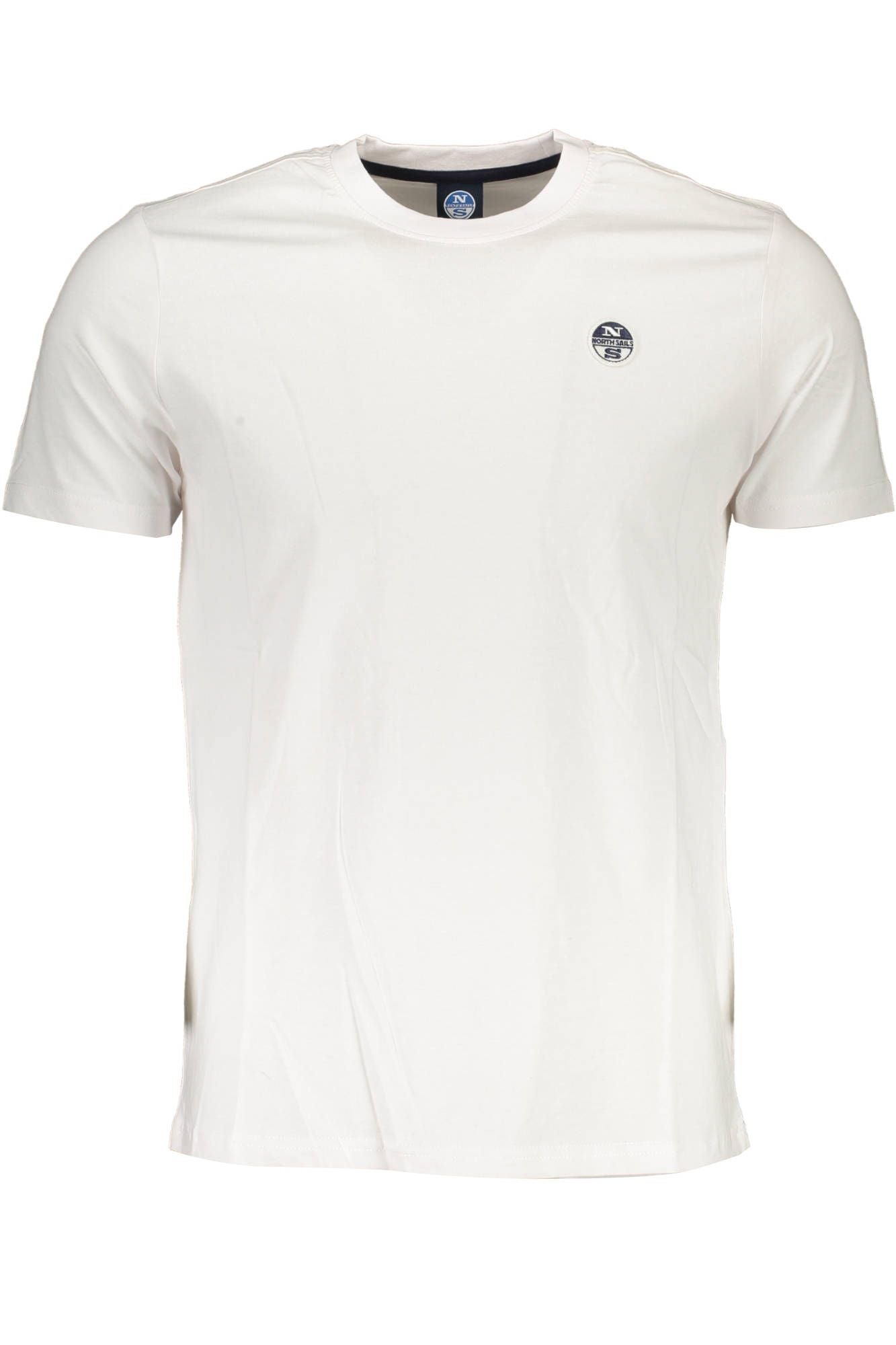 Sleek White Round Neck Tee with Logo Detail