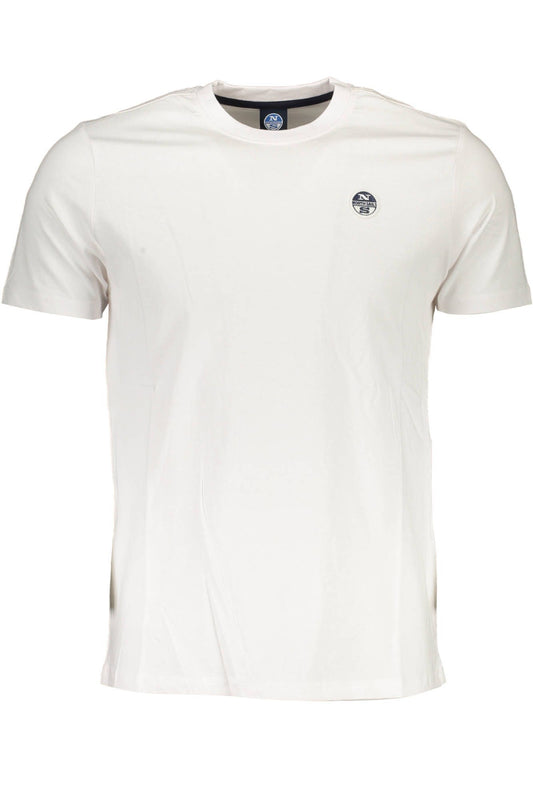 Sleek White Round Neck Tee with Logo Detail