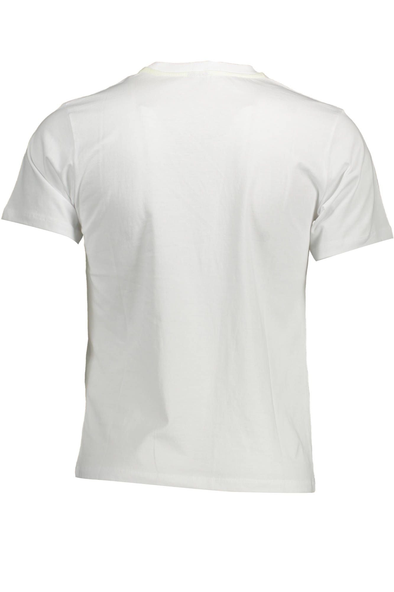Classic White Round Neck Tee with Logo Print
