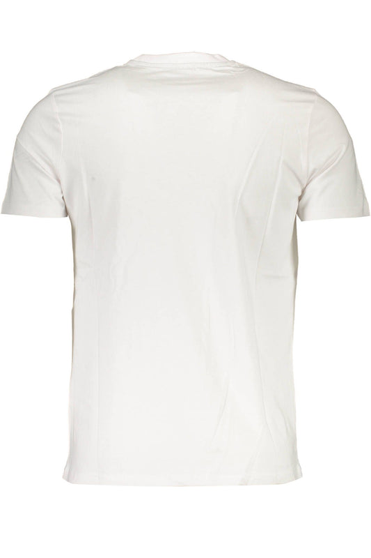 Sleek White Round Neck Tee with Logo Detail