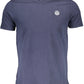 Blue Cotton Casual Round Neck Tee