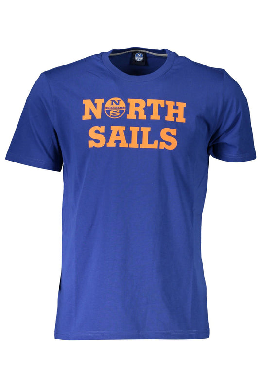 Chic Blue Cotton Tee with Signature Print