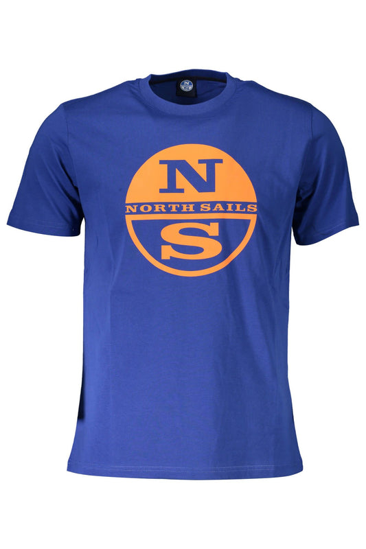 Chic Blue Round Neck Printed Tee