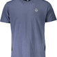 Classic Blue Cotton Tee with Logo Detail