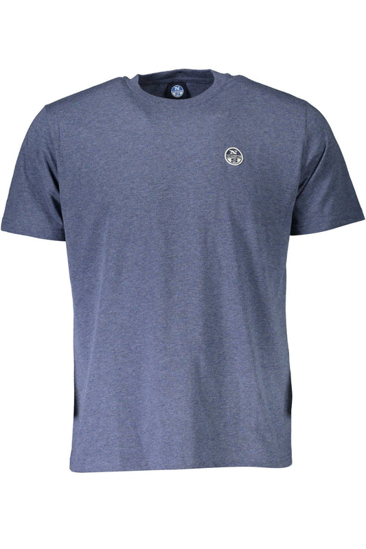 Classic Blue Cotton Tee with Logo Detail