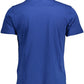 Chic Blue Print Round Neck Tee - Short Sleeves