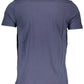 Blue Cotton Casual Round Neck Tee