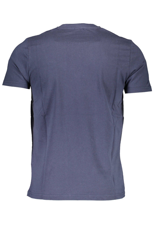 Blue Cotton Casual Round Neck Tee