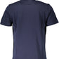 Chic Blue Cotton Tee with Sleek Logo Detail