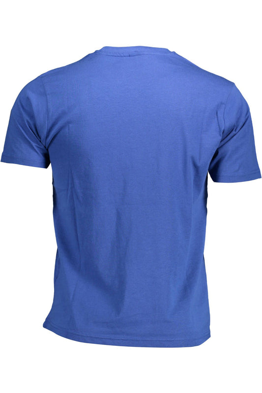 Blue Crew Neck Logo Tee with Print