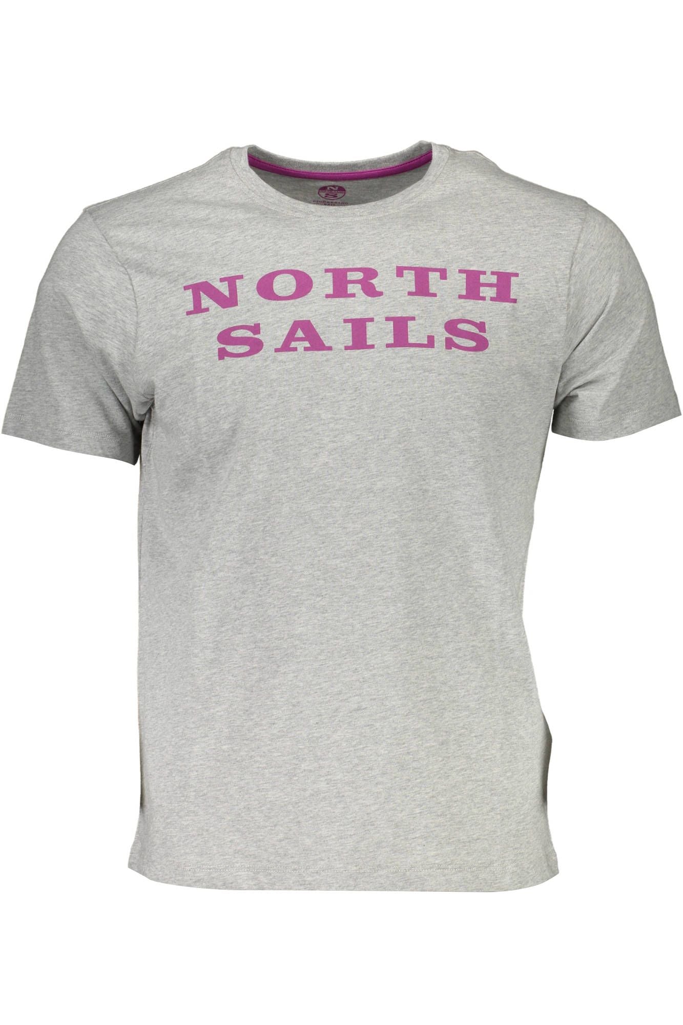 Gray Crew Neck Logo Tee with Print
