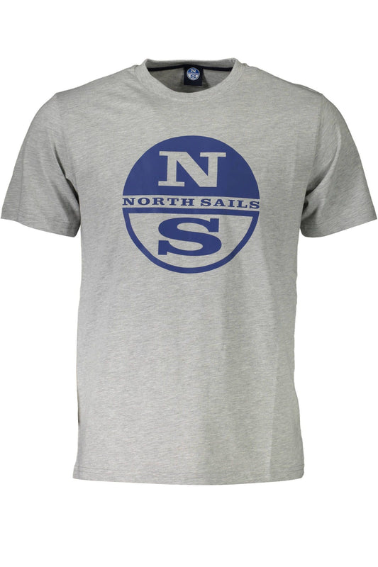 Sleek Gray Cotton T-Shirt with Iconic Print