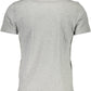 Gray Crew Neck Logo Tee with Print