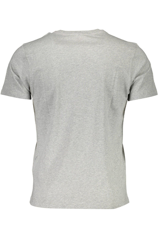 Gray Crew Neck Logo Tee with Print