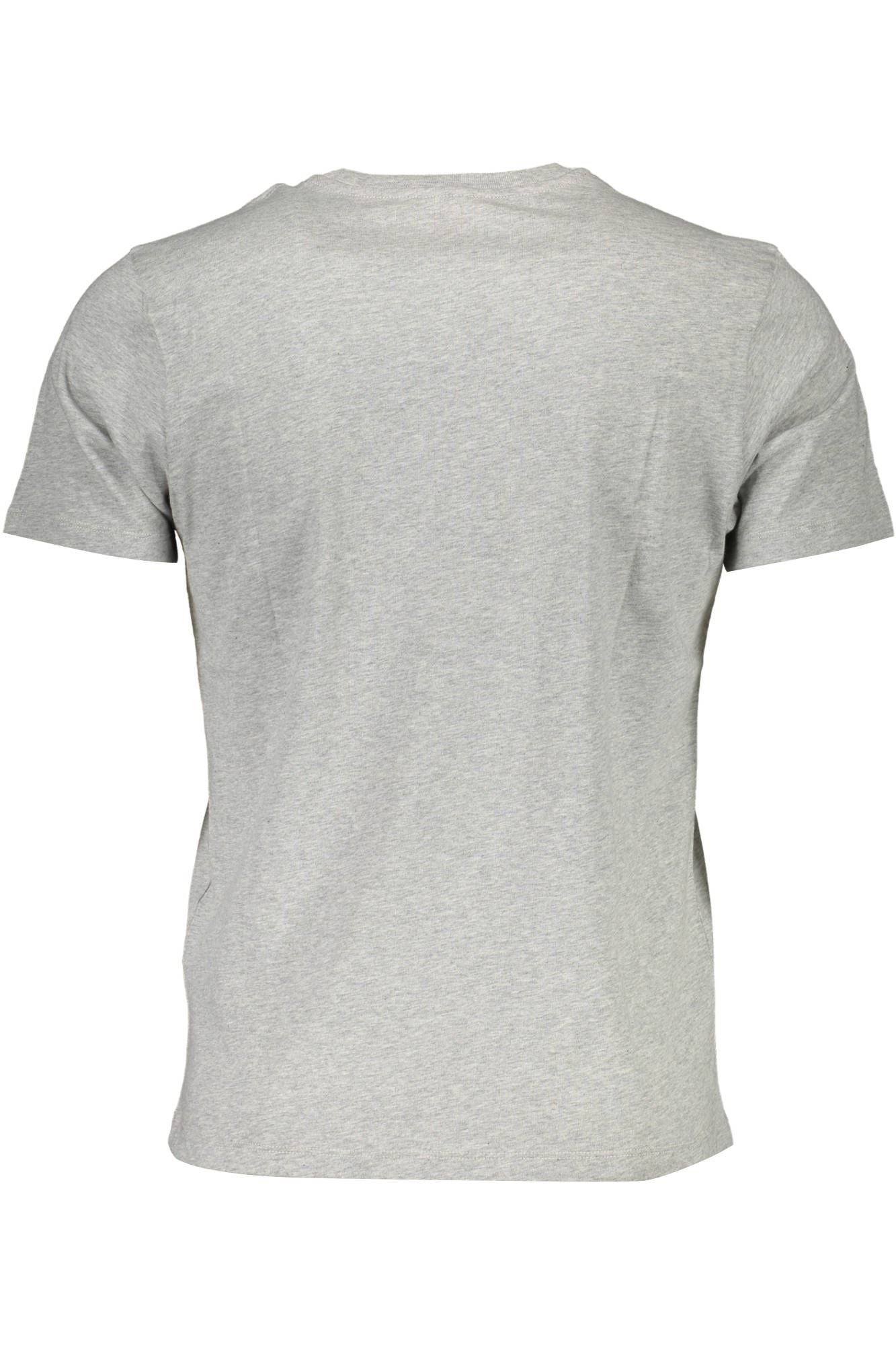 Gray Crew Neck Logo Tee with Print