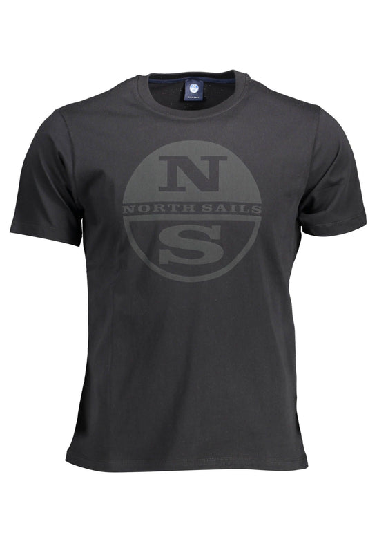Sleek Black Cotton Tee with Iconic Print