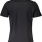 Elegant Black Cotton Tee with Logo Applique