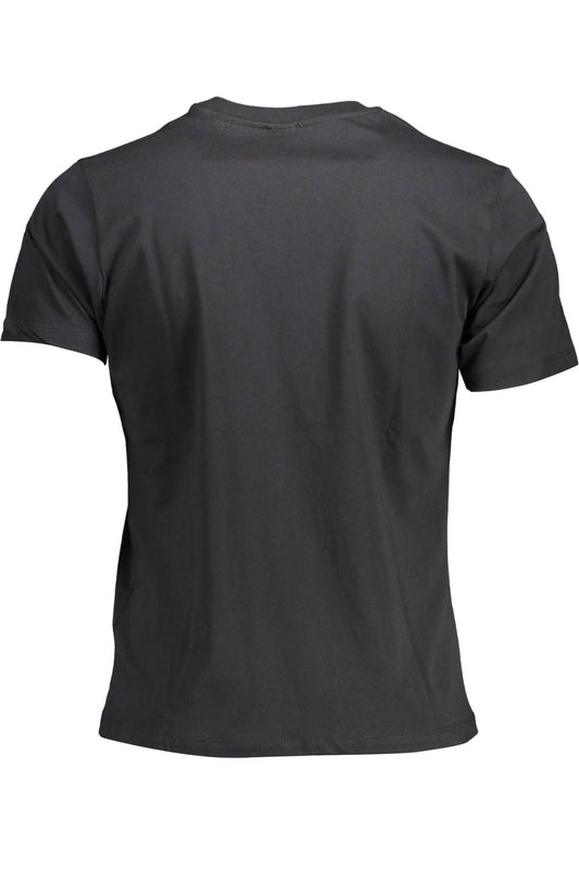 Sleek Black Cotton Tee with Iconic Print