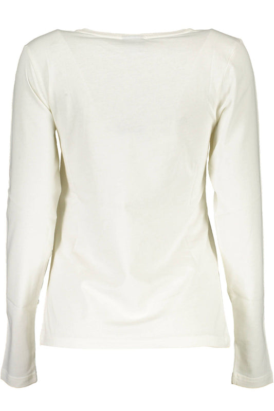 Elegant White Long Sleeve Round Neck Tee