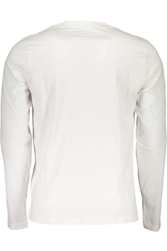 Sleek White Cotton T-Shirt with Stylish Print