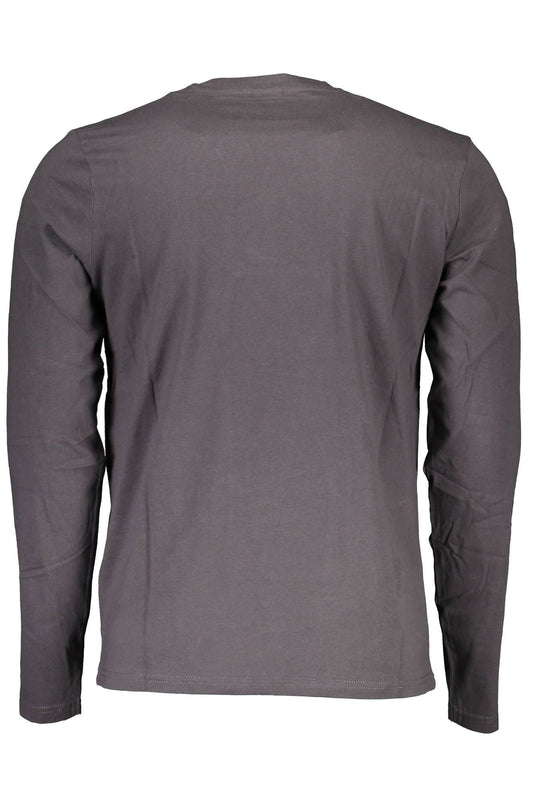 Elegant Gray Long-Sleeve Cotton Tee