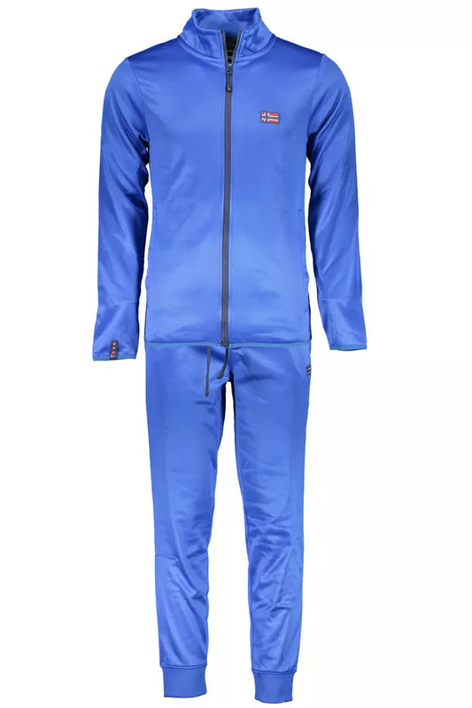 Elegant Blue Full Zip Sweater Suit