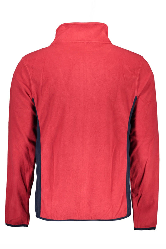 Red Contrast Zip Sweater with Pockets