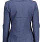 Chic Blue Sportswear Jacket with Removable Hood