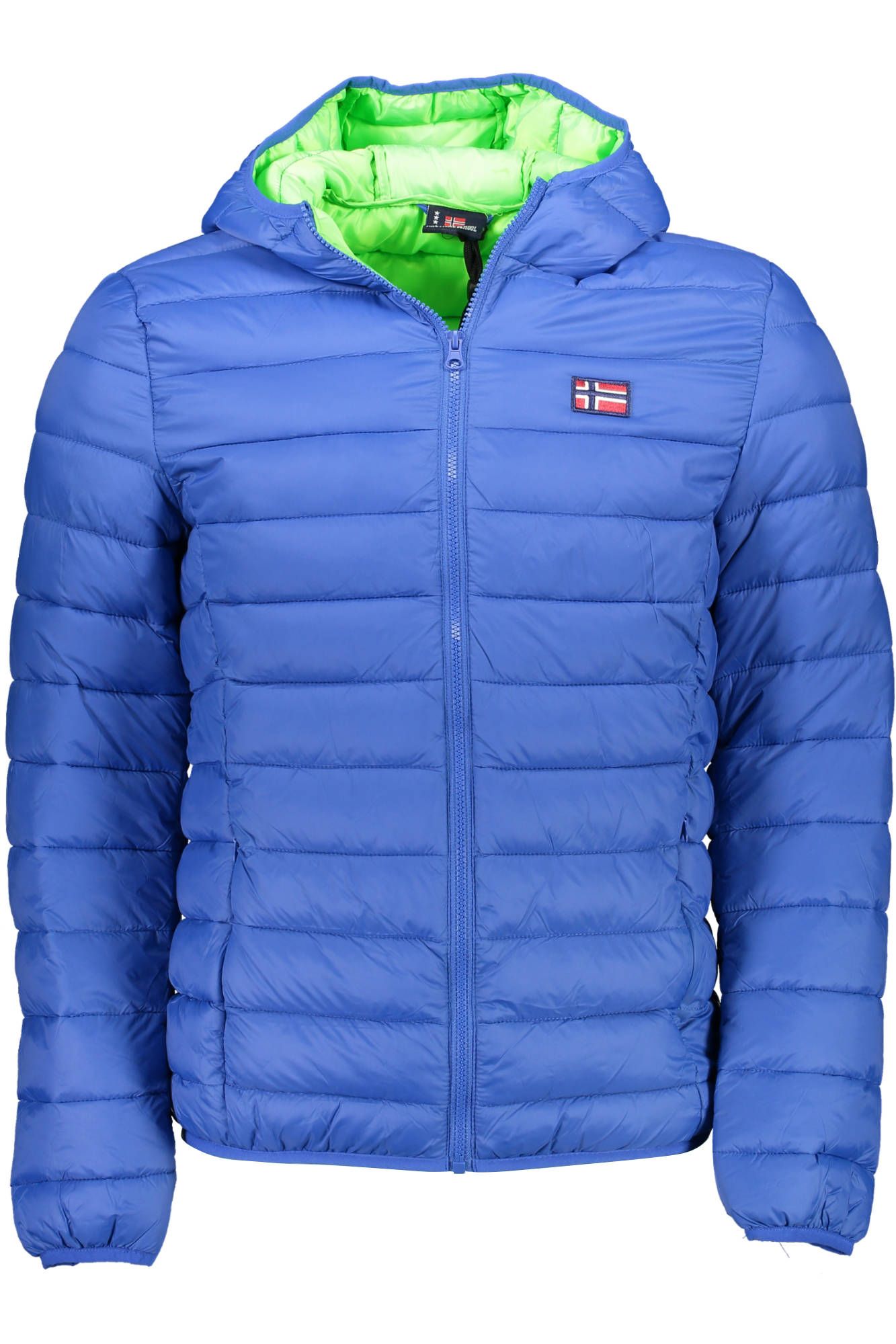 Elegant Blue Polyamide Hooded Jacket