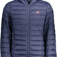 Elegant Blue Hooded Jacket for the Dapper Gentleman
