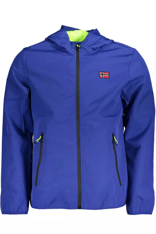 Elegant Blue Soft Shell Hooded Jacket