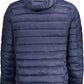 Elegant Blue Hooded Jacket for the Dapper Gentleman
