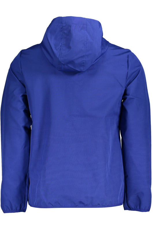 Sleek Blue Soft Shell Men's Jacket with Hood