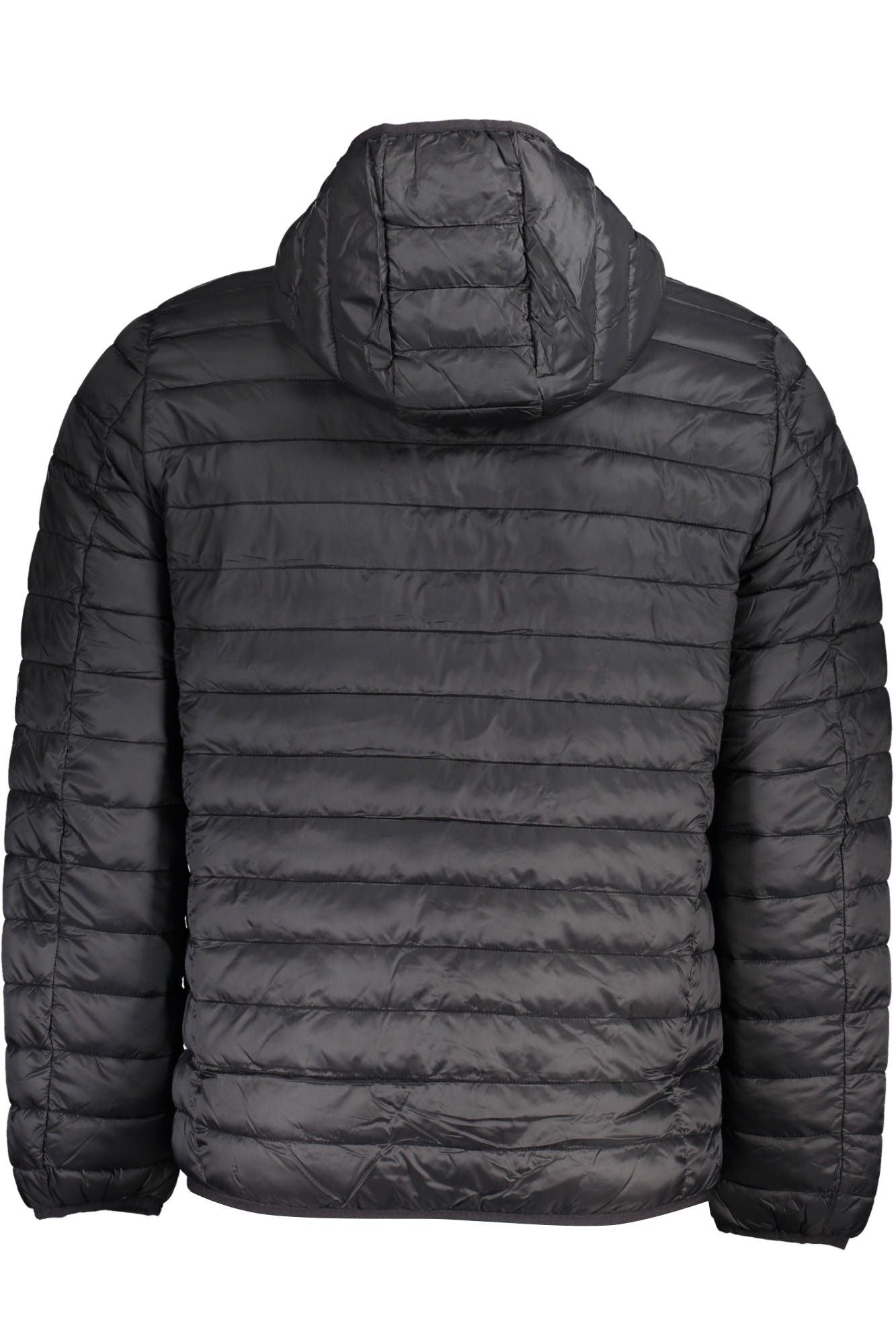 Sleek Hooded Black Jacket for the Suave Gentleman