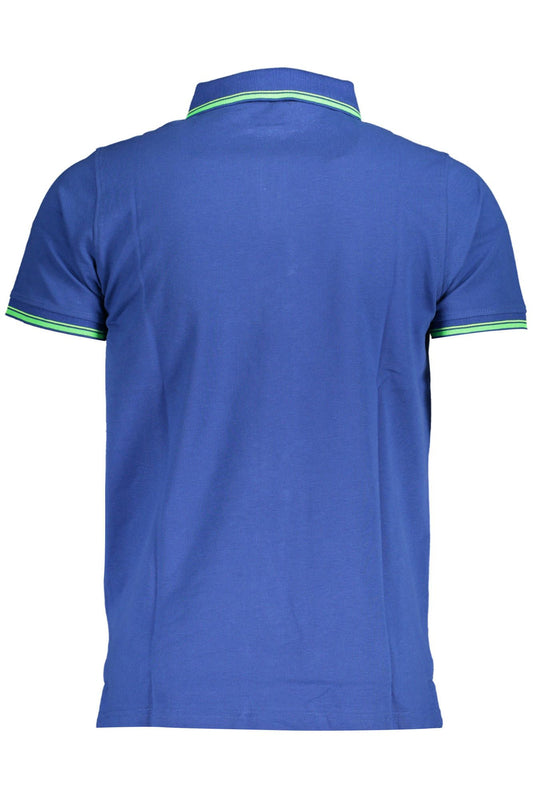 Elegant Blue Contrast Detail Polo Shirt