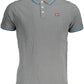 Elegant Gray Cotton Polo with Contrasting Details