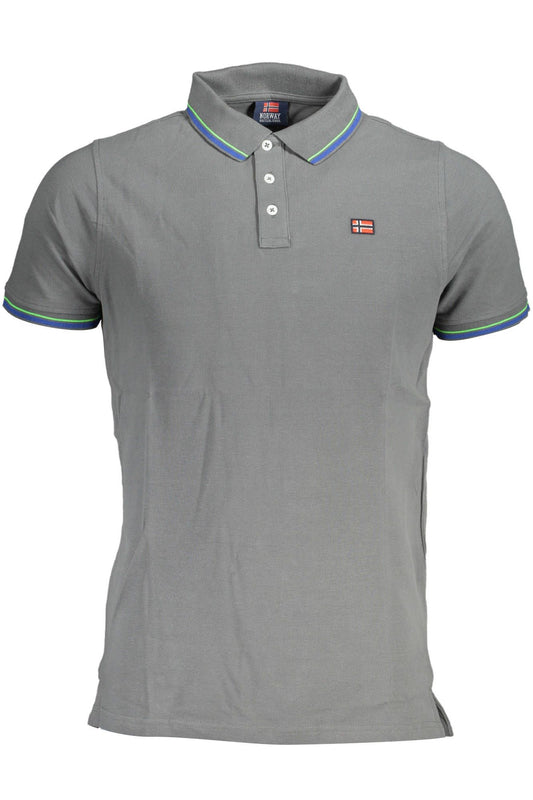 Elegant Gray Cotton Polo with Contrasting Details