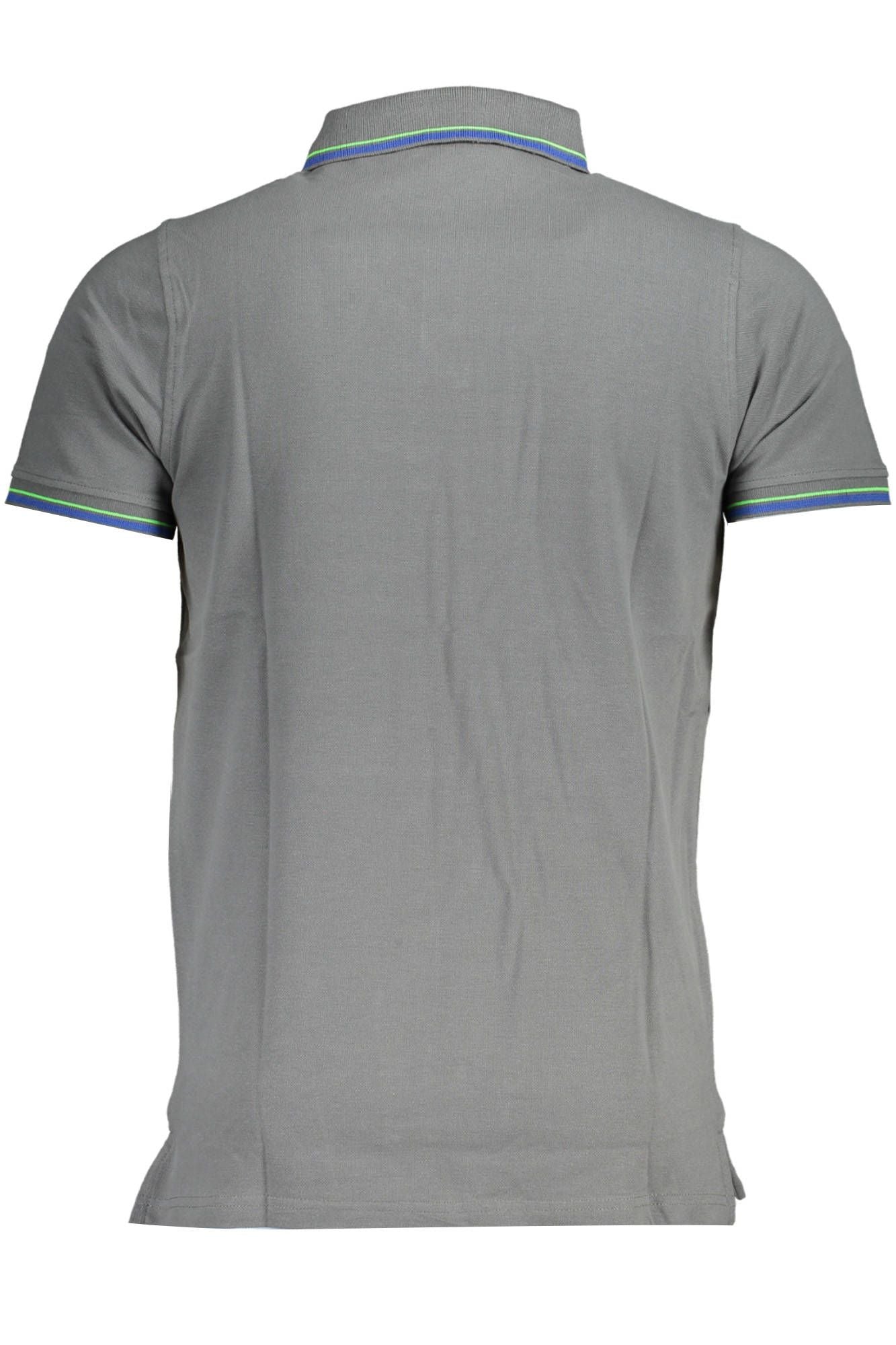 Elegant Gray Cotton Polo with Contrasting Details